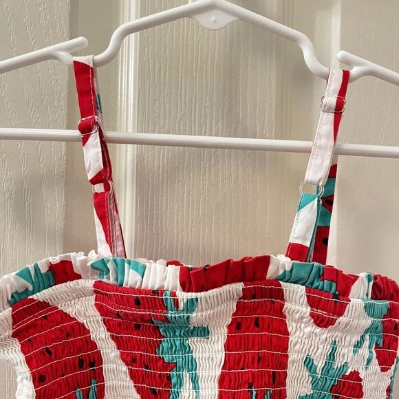 FabKids Smocked Strawberry Dress Girls Size Small 6-7 - Picture 10 of 11